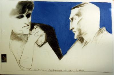 2 Anna, en el papel de Calíope, musa de la retórica, echa un pulso a Marcel Duchamp